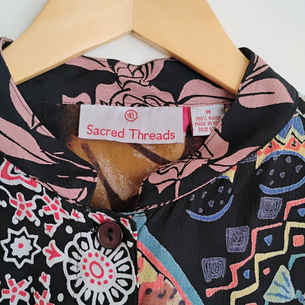 Sacred Threads Luxury Patchwork Look Button Up To… - image 2
